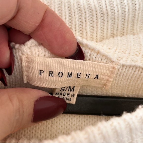 PROMESA Wide Boat Neck Drop shoulder Stripe Knit sweater women Sz S/M - Picture 4 of 6